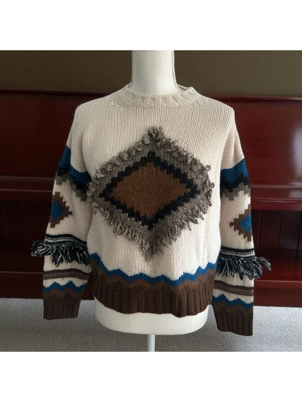 MAX MARA Weekend Baita Fringe Wool Alpaca Blend Sweater Size X Small